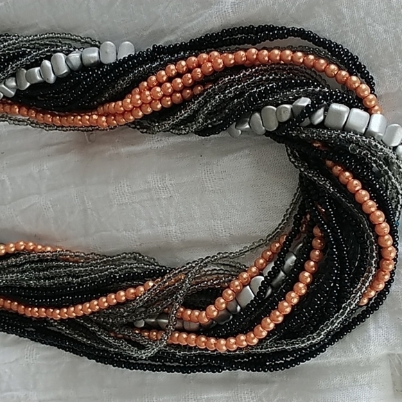 Multi Beaded twisted  strand Chocker Necklace - Picture 10 of 10